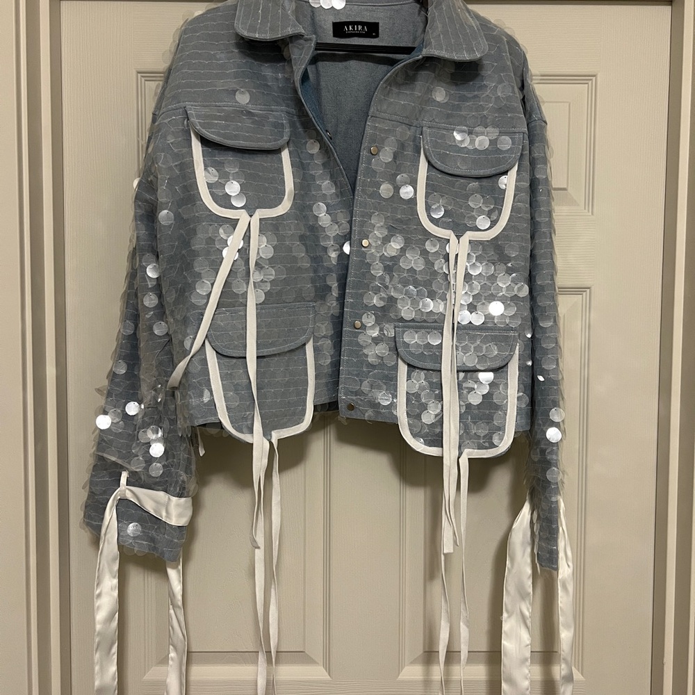 AKIRA Denim Sequin Women's Jacket